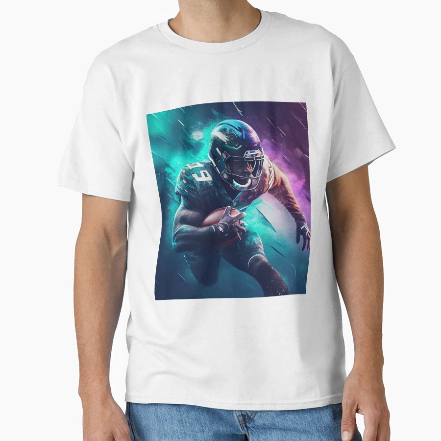 Sprint To Victory Football Player T-Shirt - Graphic Print Unisex - T-Shirt, Sweatshirt, Hoodie