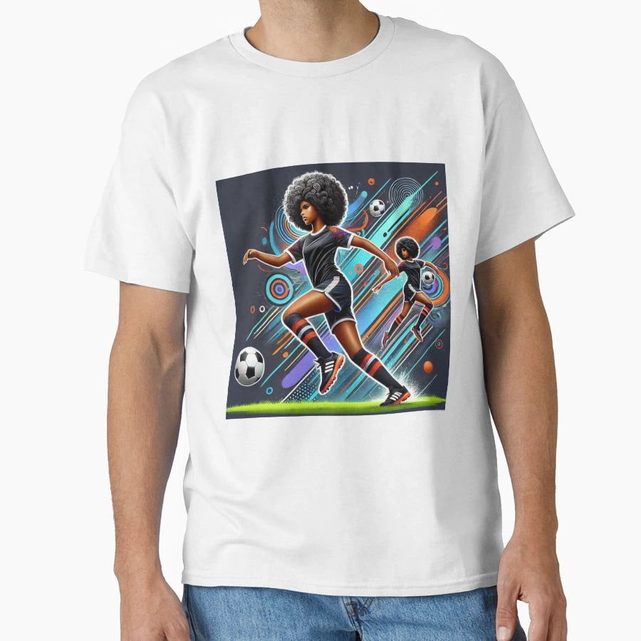 Soccer Curly Hair T-Shirt - Minimalist Print Men Women - T-Shirt, Sweatshirt, Hoodie