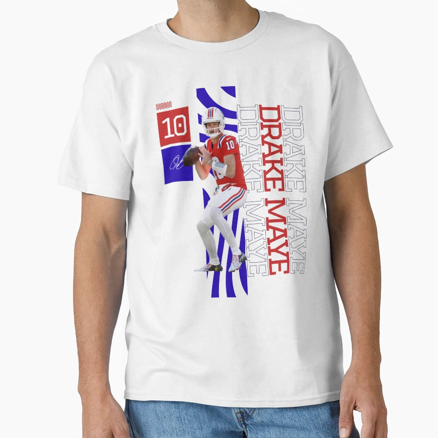 Drake Maye Quarterback T-Shirt - Custom Art Print for Adults - T-Shirt, Sweatshirt, Hoodie