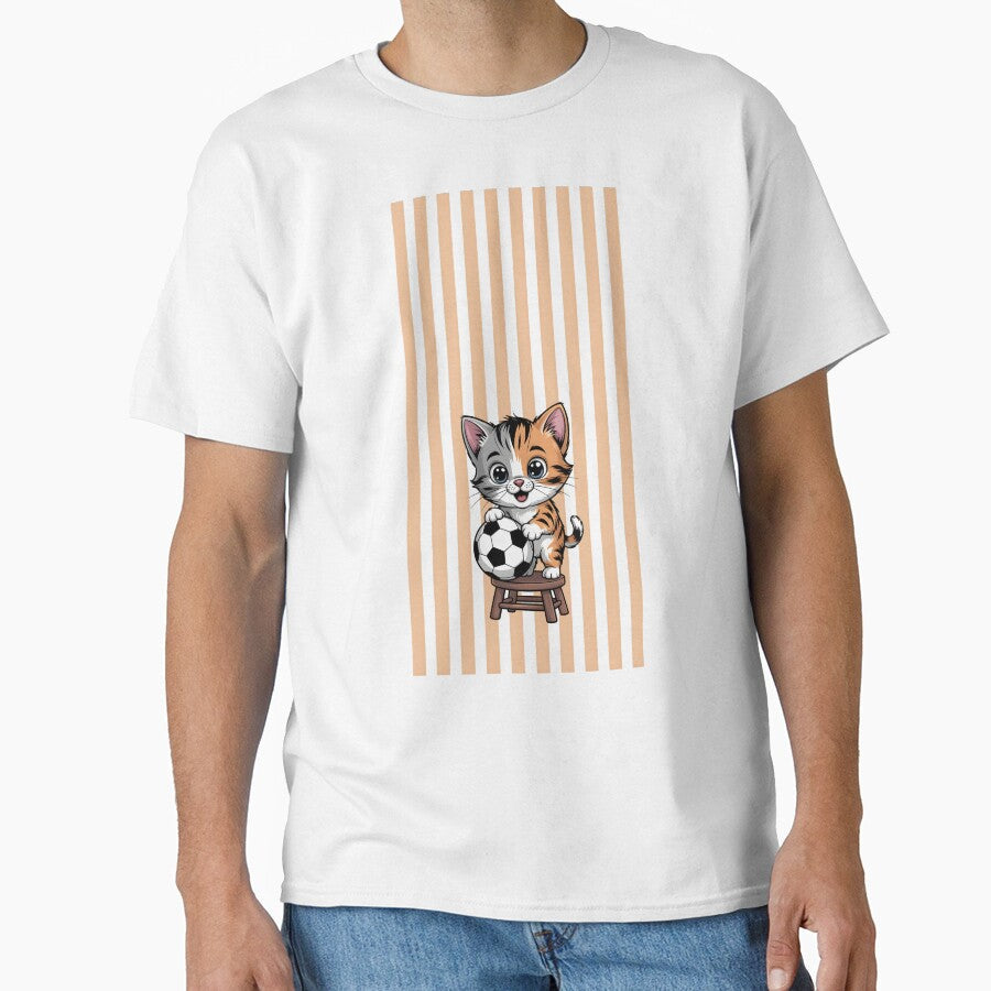 Cute Soccer Cat Kawaii Kitten Playing Football - Adult & Kids T-Shirts, Sweatshirts & Hoodies apparel design preview 1