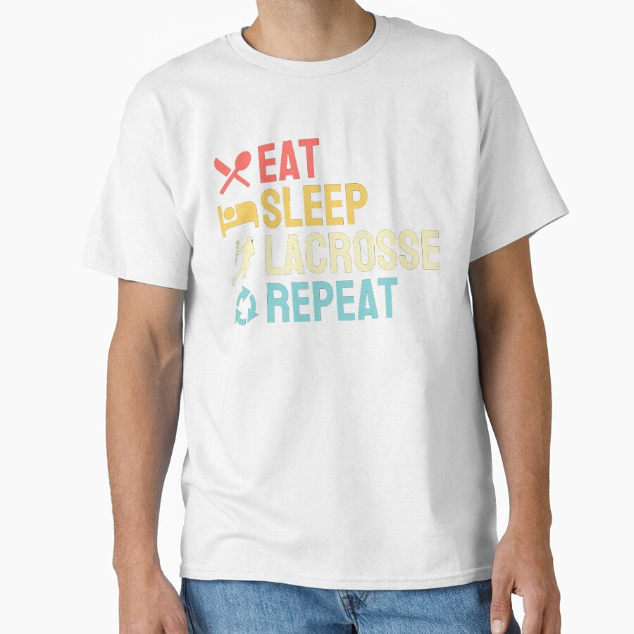 Eat Sleep Lacrosse Repeat Gifts For Dad by chetan786 - Adult & Kids T-Shirts, Sweatshirts & Hoodies apparel design preview 1