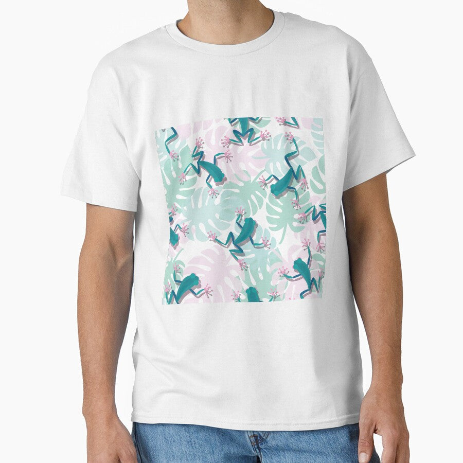 Frog On Tropical Leaves by FlossieShop96 - Adult & Kids T-Shirts, Sweatshirts & Hoodies apparel design preview 1