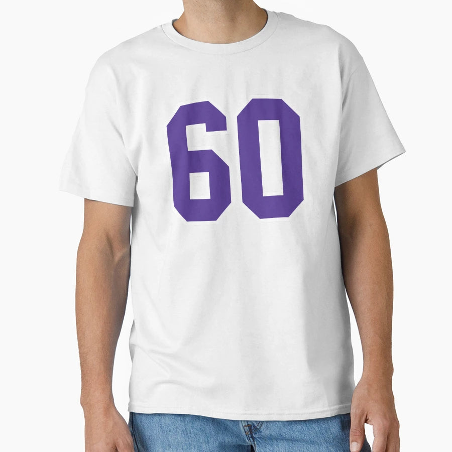 Sixty Purple Jersey Number Sports 60 T-Shirt - Novelty Apparel for Adults - T-Shirt, Sweatshirt, Hoodie