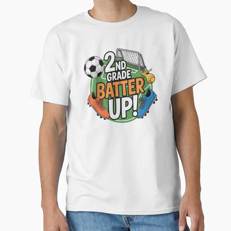 2nd Grade Batter Up Soccer Back To School by - Adult & Kids T-Shirts, Sweatshirts & Hoodies apparel design preview 1