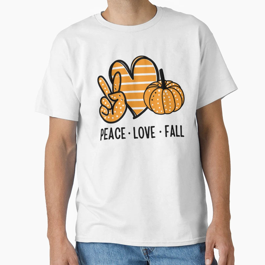 Peace Love Fall Funny Halloween T-Shirt - Fun Novelty Design for Adults - T-Shirt, Sweatshirt, Hoodie