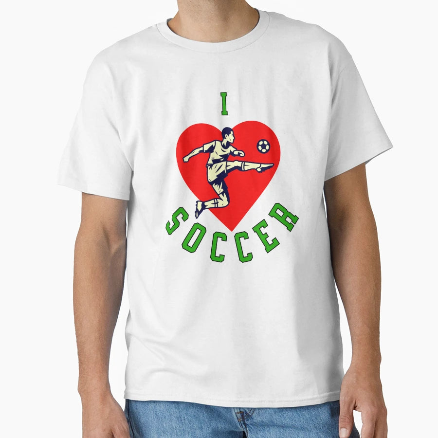 I Love Soccer Striker Heart T-Shirt - Unique Graphic Unisex - T-Shirt, Sweatshirt, Hoodie