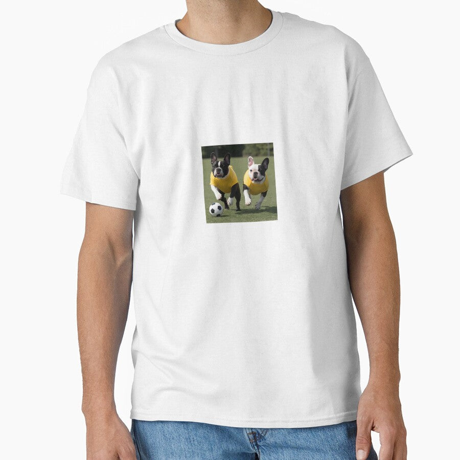 French Bulldogs love football too! Soccer and Dog - Adult & Kids T-Shirts, Sweatshirts & Hoodies apparel design preview 1