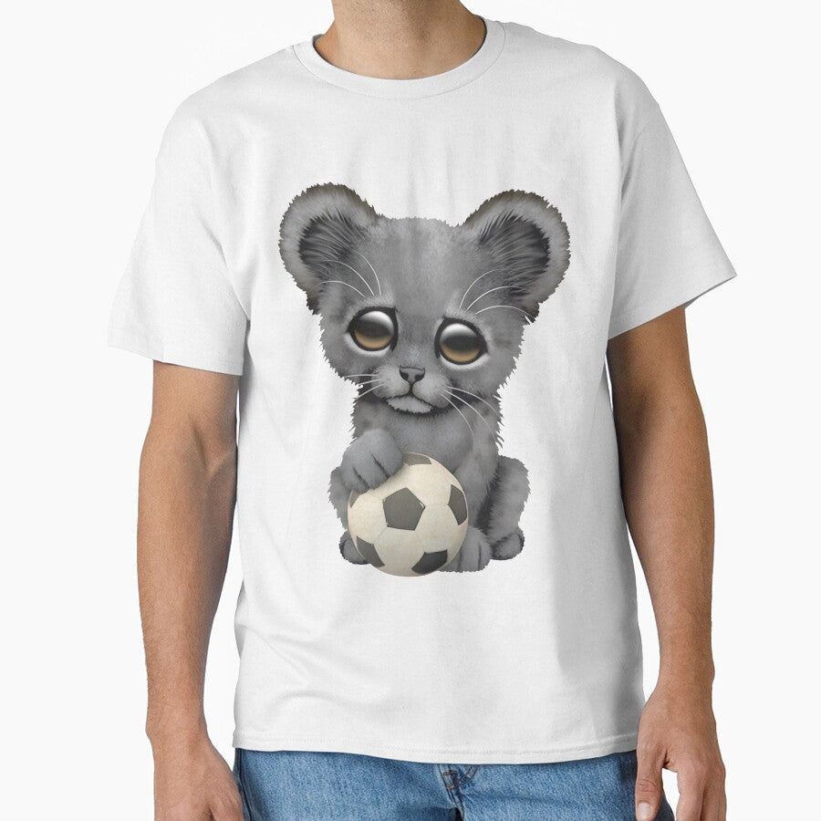 Cute Black Panther Cub With Soccer Ball, Merch By - Adult & Kids T-Shirts, Sweatshirts & Hoodies apparel design preview 1