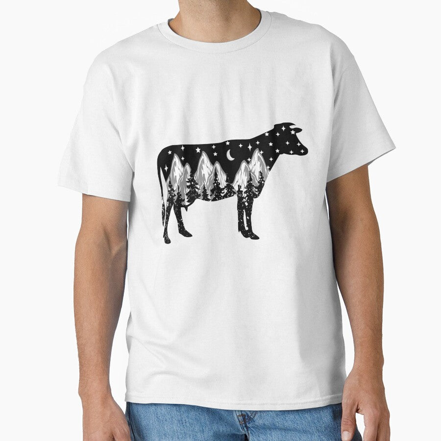Cow animal lover night mountain christmas gift by - Adult & Kids T-Shirts, Sweatshirts & Hoodies apparel design preview 1