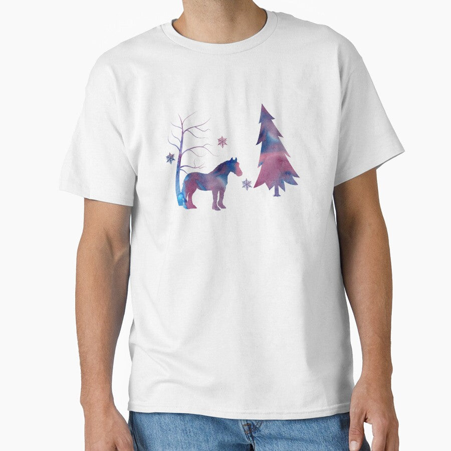 Horse Winter Art with Snowflakes Snow by - Adult & Kids T-Shirts, Sweatshirts & Hoodies apparel design preview 1
