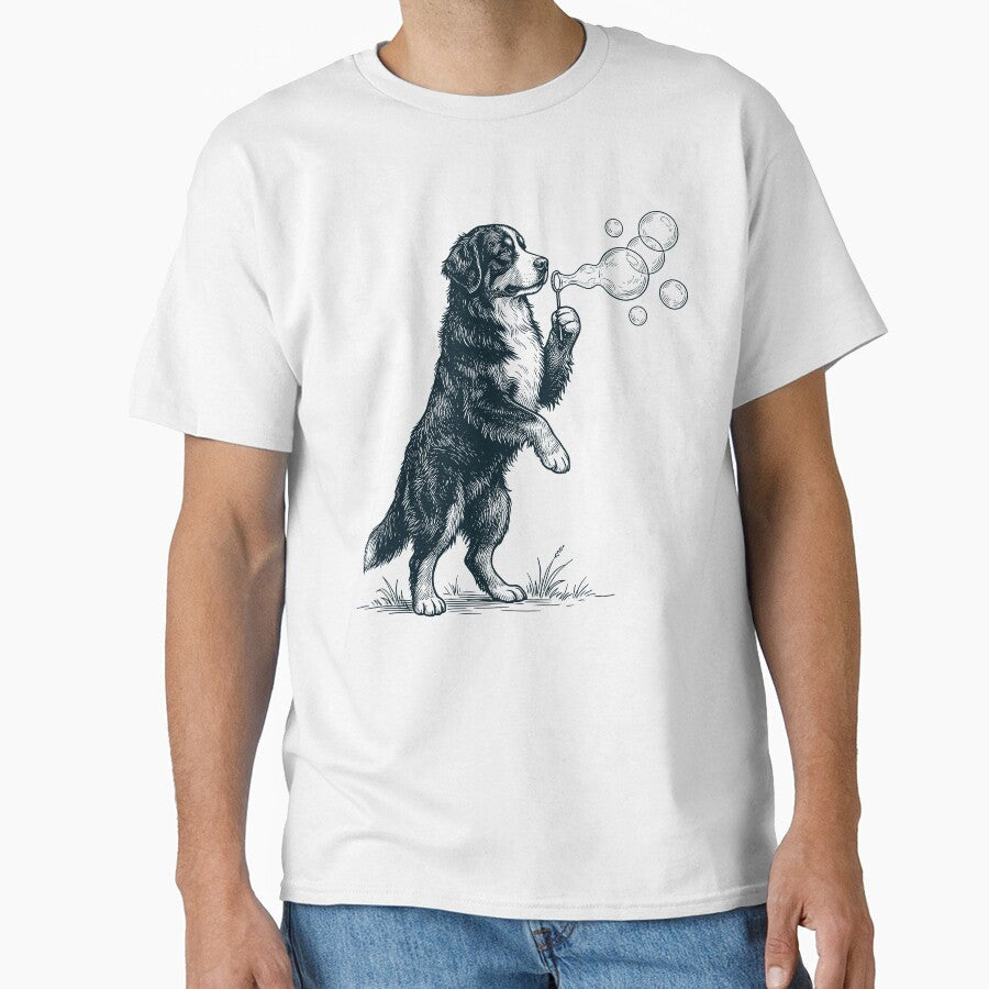 Vintage Bernese Mountain Dog Blowing Bubbles Mom Dad - Adult & Kids T-Shirts, Sweatshirts & Hoodies apparel design preview 1