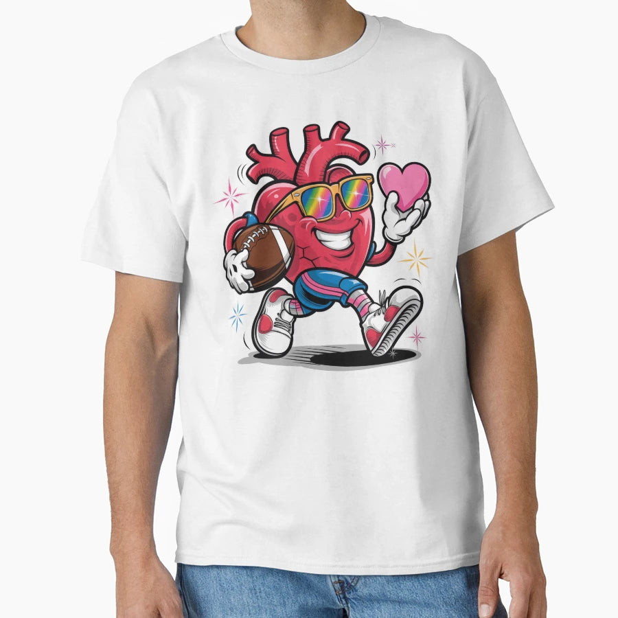 Valentines Day Heart Quarterback T-Shirt - Custom Art Print Unisex - T-Shirt, Sweatshirt, Hoodie