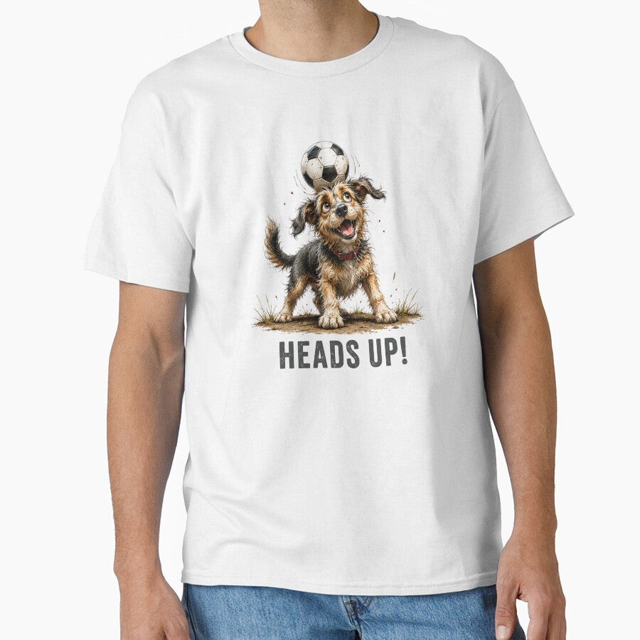 Heads Up Soccer Scruffy Dog Illustration by PAPIRO - Adult & Kids T-Shirts, Sweatshirts & Hoodies apparel design preview 1