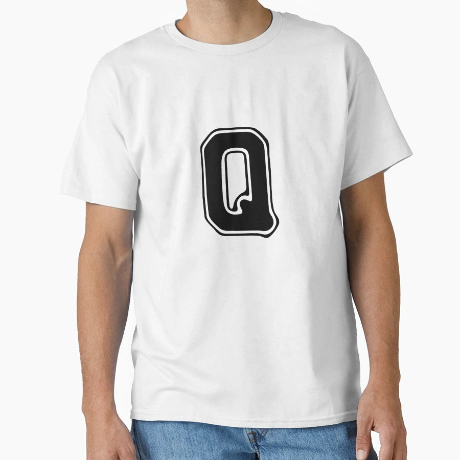 Bold Grooveline Letter Q Varsity Outline T-Shirt - Graphic Print Unisex - T-Shirt, Sweatshirt, Hoodie