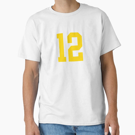 Bold Yellow Sports Number 12 T-Shirt - Unique Graphic Unisex - T-Shirt, Sweatshirt, Hoodie