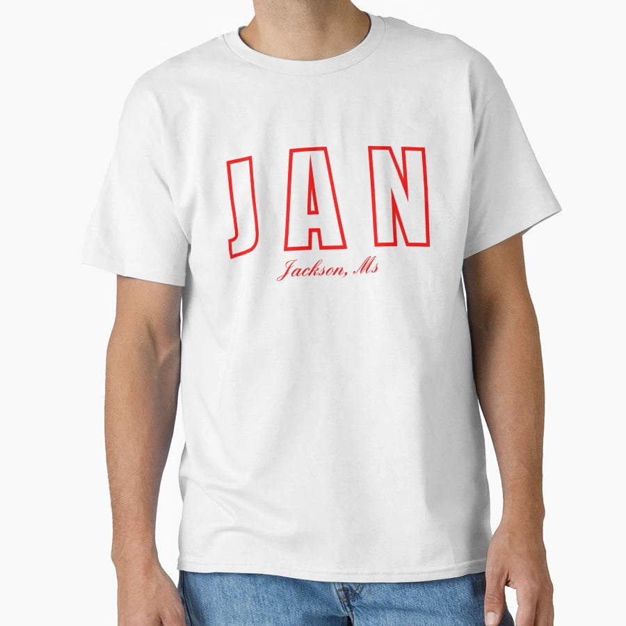 Jan Jackson Mississippi Airport Code T-Shirt - Minimalist Print Men Women - T-Shirt, Sweatshirt, Hoodie