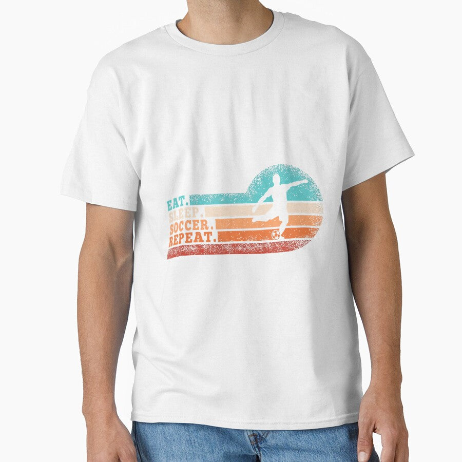 Eat Sleep Soccer Repeat Retro Lover Men Boys by - Adult & Kids T-Shirts, Sweatshirts & Hoodies apparel design preview 1