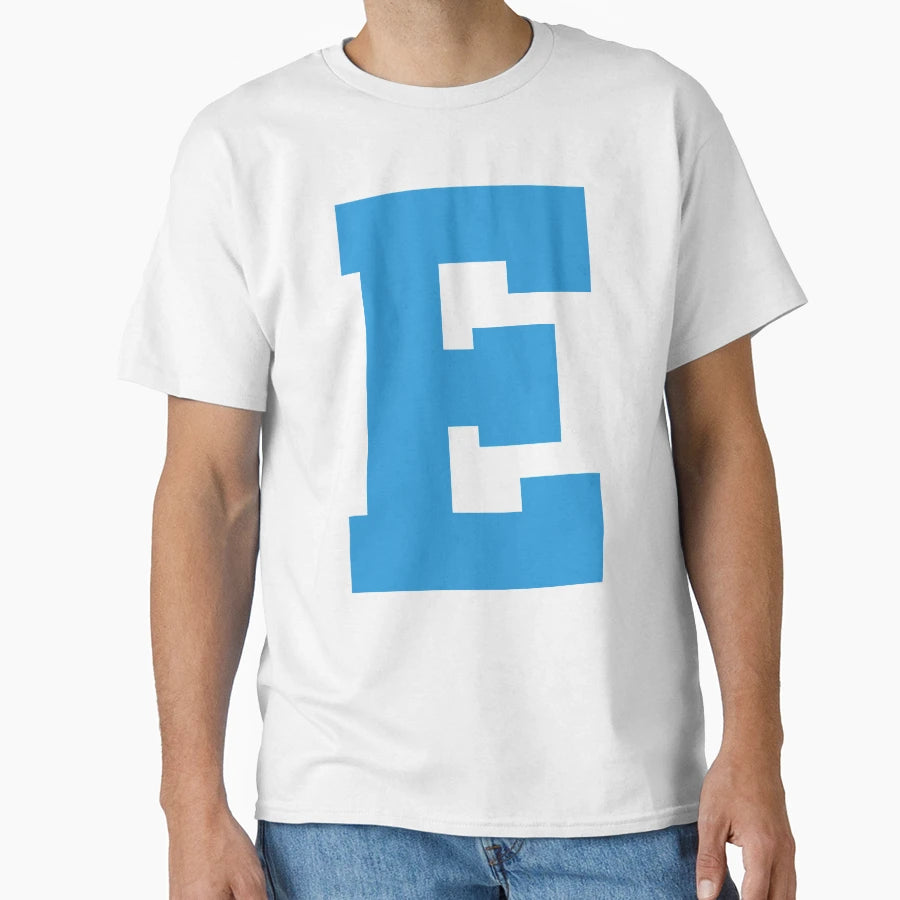Alphabet Blue E Sports Letter E T-Shirt - Minimalist Print for Adults - T-Shirt, Sweatshirt, Hoodie