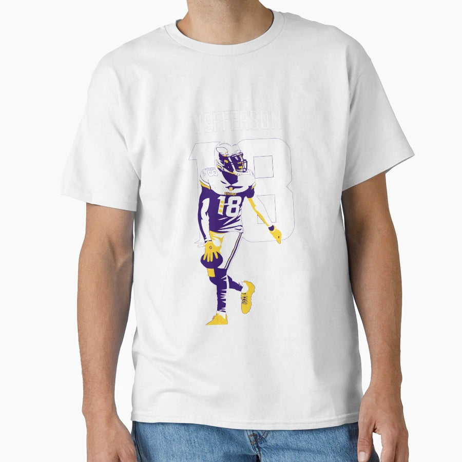 JJ Minnesota 18 Football Art T-Shirt - Minimalist Print for Adults - T-Shirt, Sweatshirt, Hoodie