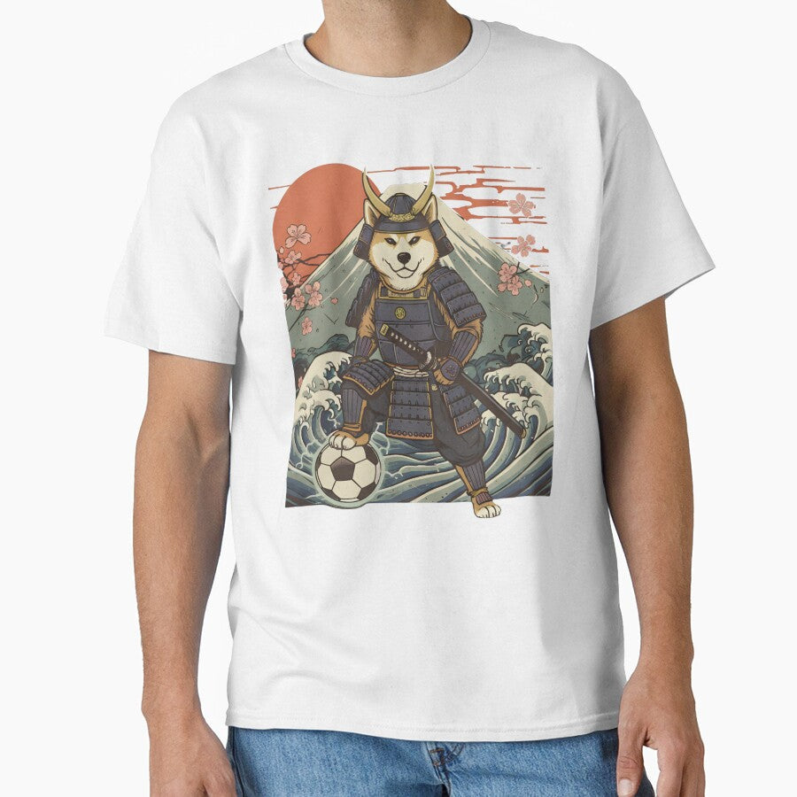 Vintage Shiba Inu Samurai Soccer Player Japanese - Adult & Kids T-Shirts, Sweatshirts & Hoodies apparel design preview 1