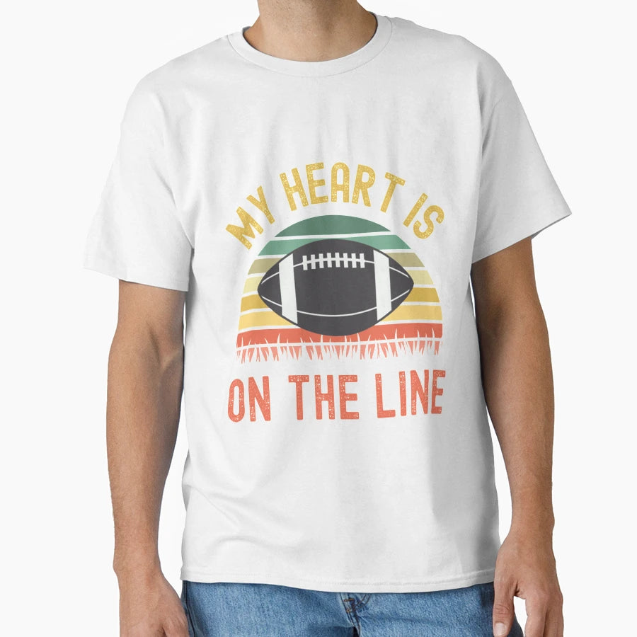 My Heart Is Line Football Offense T-Shirt - Aesthetic Graphic for Adults - T-Shirt, Sweatshirt, Hoodie