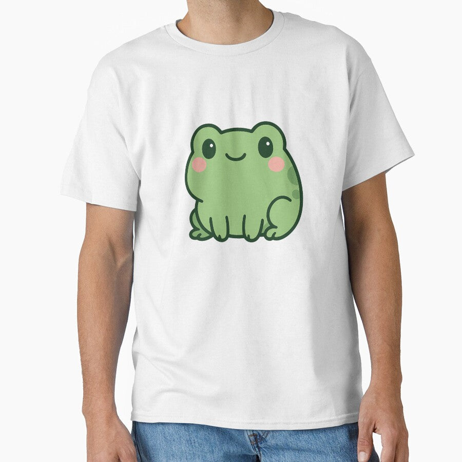 Cute Kawaii Frog Adorable Green Cartoon Sticker by - Adult & Kids T-Shirts, Sweatshirts & Hoodies apparel design preview 1