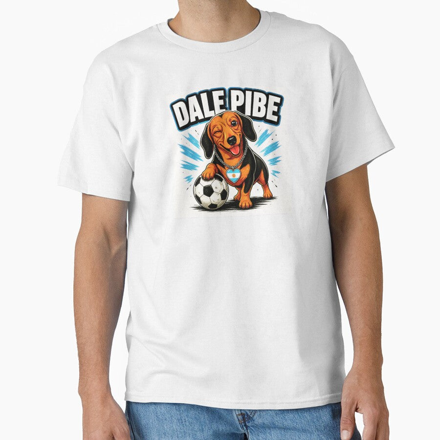 Argentine Soccer Dachshund Dale Pibe by DanBral23 - Adult & Kids T-Shirts, Sweatshirts & Hoodies apparel design preview 1