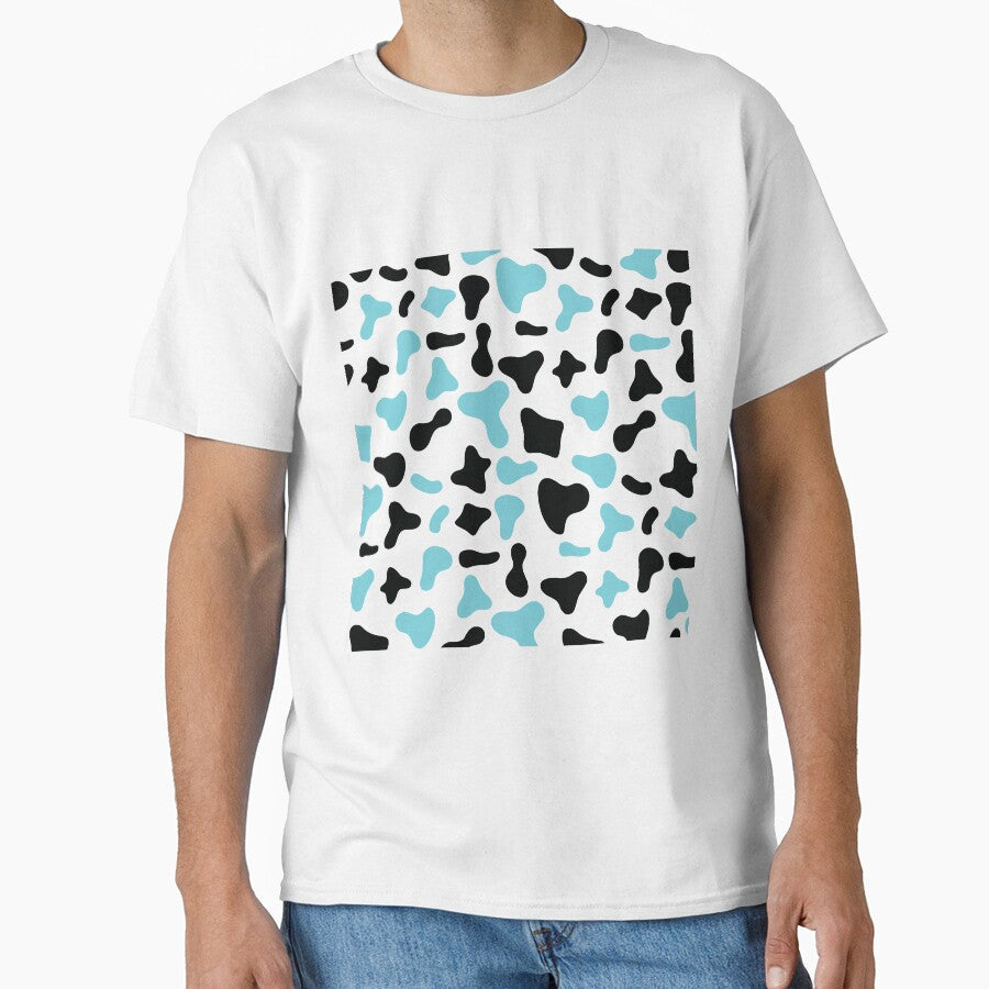 Black Light Blue Cow Pattern on White Holstein by - Adult & Kids T-Shirts, Sweatshirts & Hoodies apparel design preview 1
