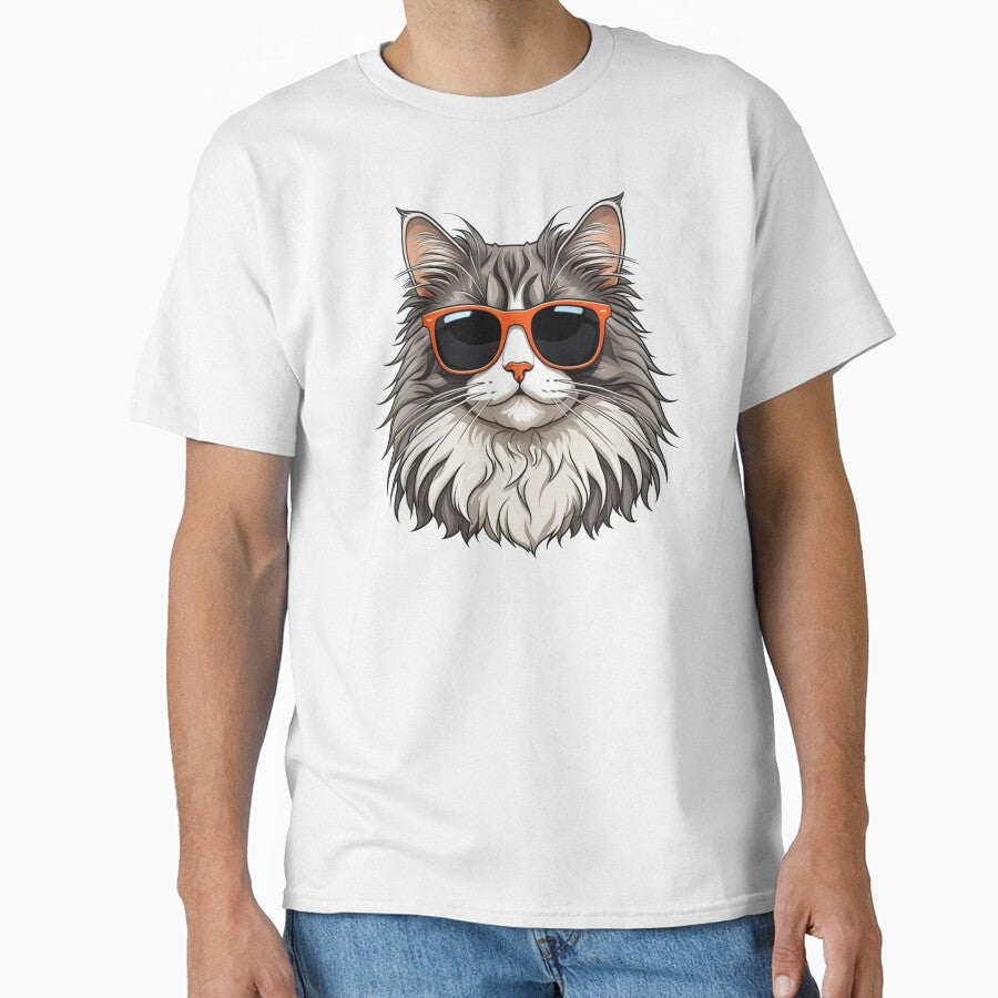 Norwegian Forest Cat Wearing Sunglasses by - Adult & Kids T-Shirts, Sweatshirts & Hoodies apparel design preview 1