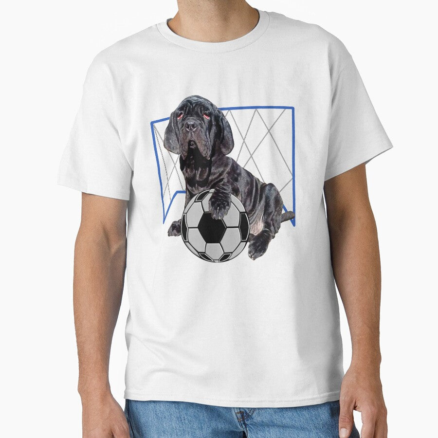 Neopaletian Mastiff with soccer ball and goal by - Adult & Kids T-Shirts, Sweatshirts & Hoodies apparel design preview 1