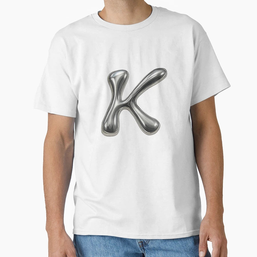 Initial K 3D Liquid Metal Font T-Shirt - Graphic Print Men Women - T-Shirt, Sweatshirt, Hoodie