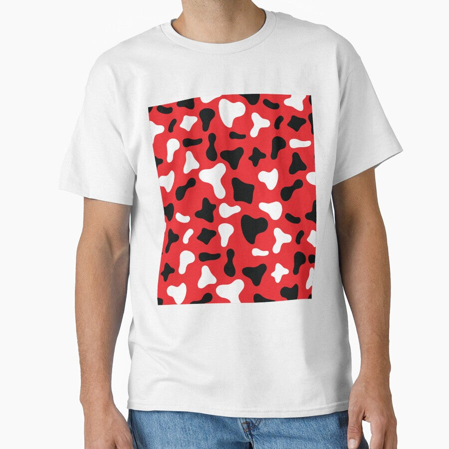 White Black Cow Pattern on Red Holstein by - Adult & Kids T-Shirts, Sweatshirts & Hoodies apparel design preview 1