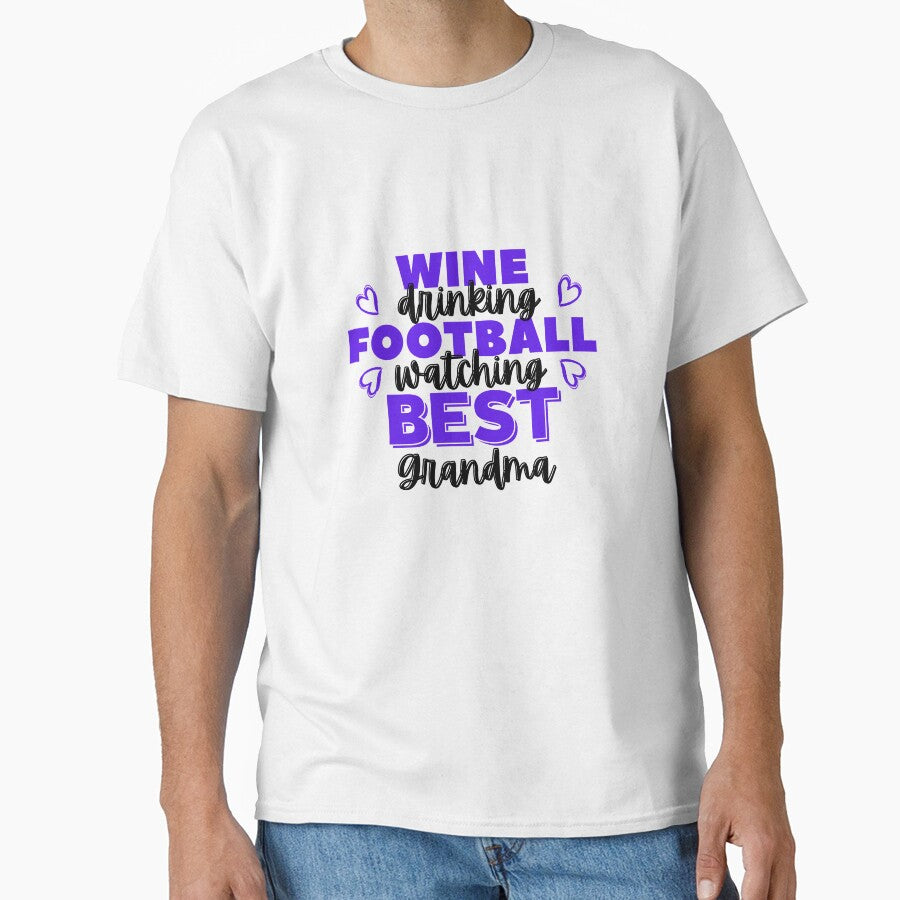 Wine drinking. Football watching. Best grandma by - Adult & Kids T-Shirts, Sweatshirts & Hoodies apparel design preview 1