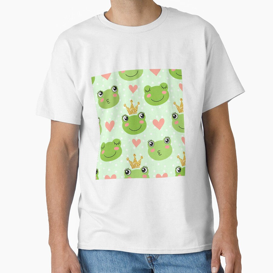 Frog With Glitter Crown On Polka Dot by ConcorStore - Adult & Kids T-Shirts, Sweatshirts & Hoodies apparel design preview 1