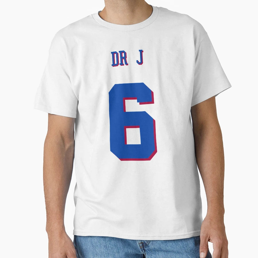 Julius Erving Dr J Jersey No 6 T-Shirt - Unique Graphic for Adults - T-Shirt, Sweatshirt, Hoodie