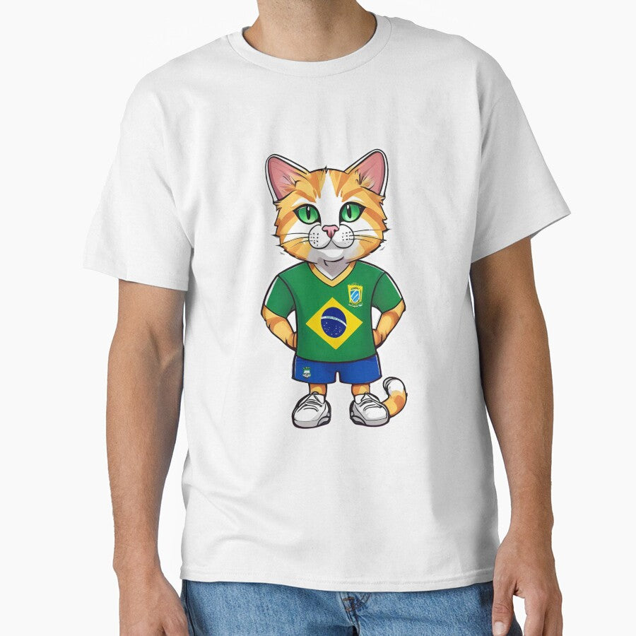 BRAZIL Sports Team: a Cat wearing colours of - Adult & Kids T-Shirts, Sweatshirts & Hoodies apparel design preview 1