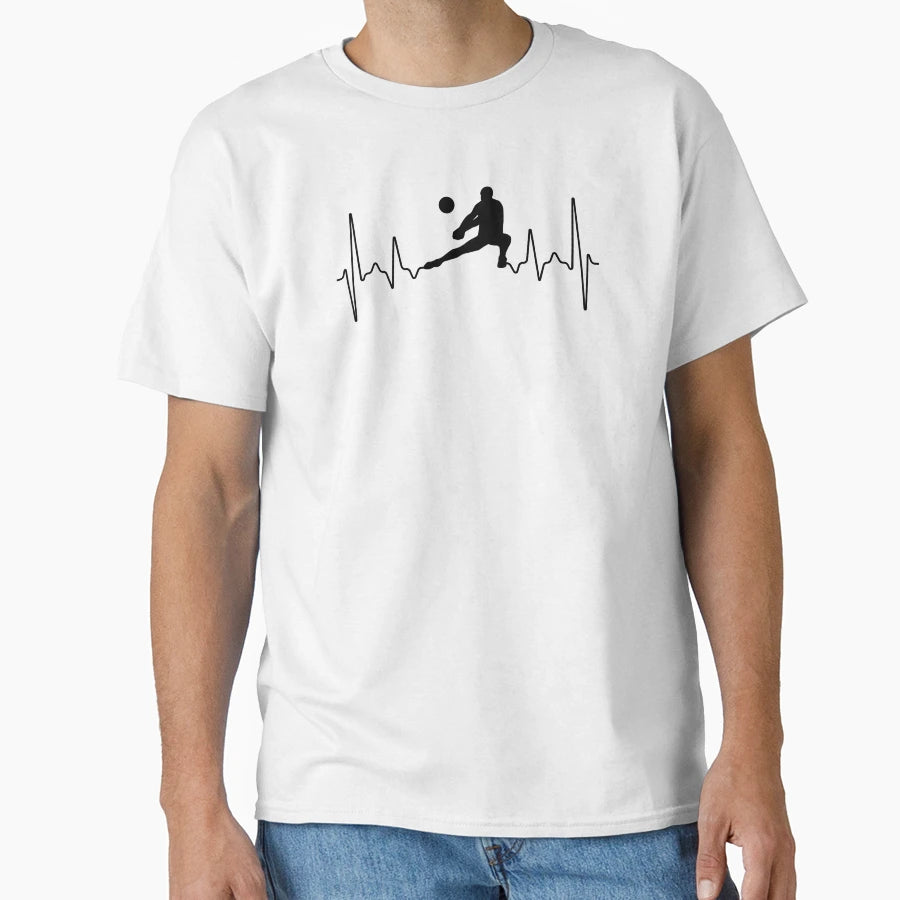 Volleyball Heartbeat Player Silhouette T-Shirt - Unique Graphic for Adults - T-Shirt, Sweatshirt, Hoodie