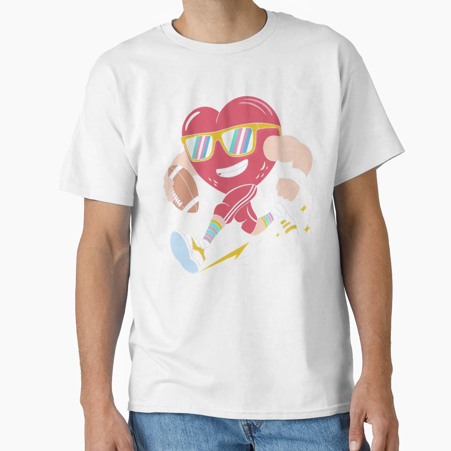 Valentines Day Heart Quarterback T-Shirt - Casual Everyday Wear Unisex - T-Shirt, Sweatshirt, Hoodie