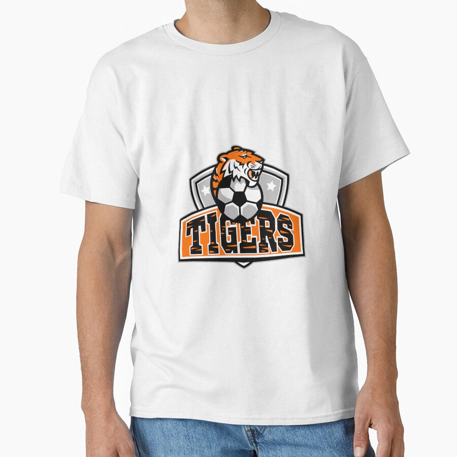 Tiger Soccer Football Ball Crest Mascot by patrimonio - Adult & Kids T-Shirts, Sweatshirts & Hoodies apparel design preview 1