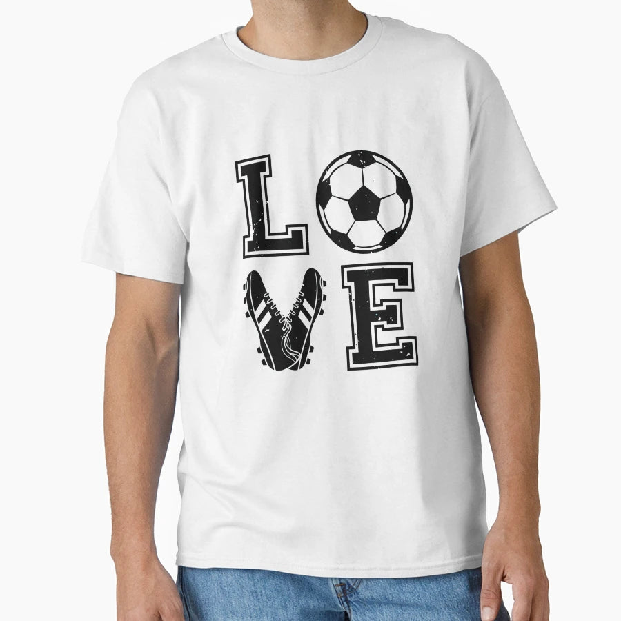 Love Soccer Typography T-Shirt - Graphic Print Unisex - T-Shirt, Sweatshirt, Hoodie