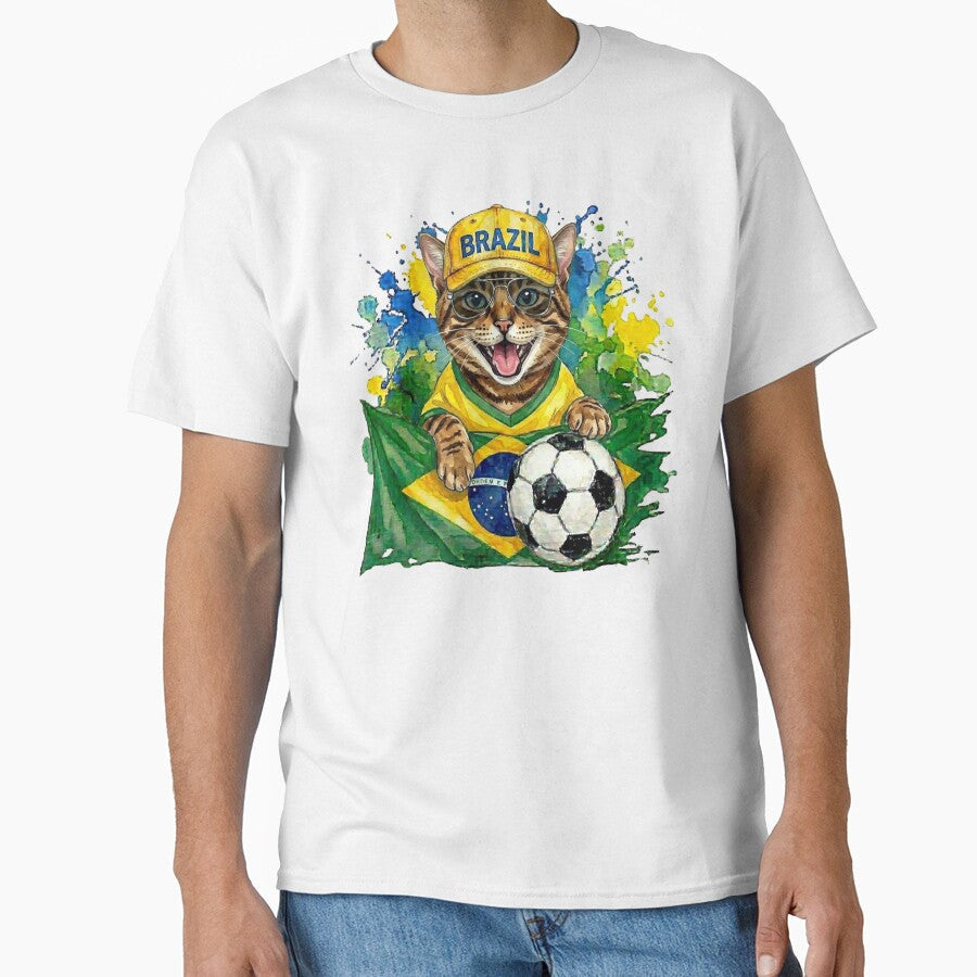 Brazilian shorthair cat World Cup Brazil Suppawter by - Adult & Kids T-Shirts, Sweatshirts & Hoodies apparel design preview 1