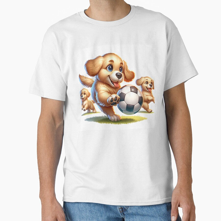 Puppies playing soccer gift for fans by NeaftyFinds - Adult & Kids T-Shirts, Sweatshirts & Hoodies apparel design preview 1