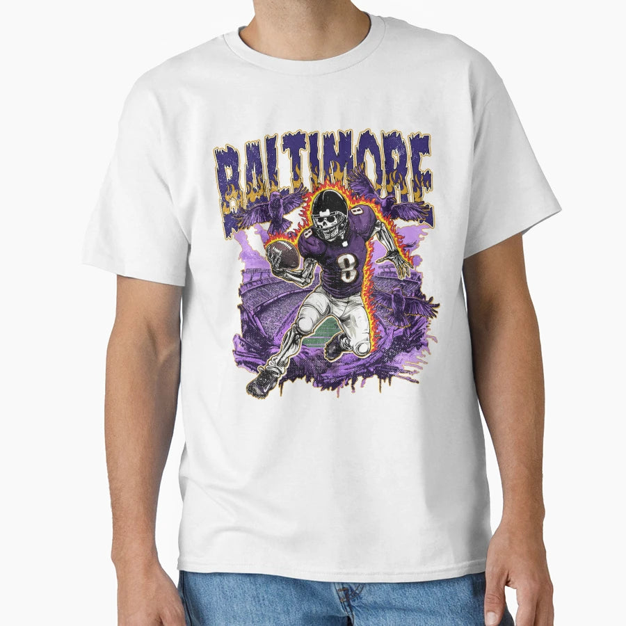 Baltimore Football Skull T-Shirt - Trendy Graphic Unisex - T-Shirt, Sweatshirt, Hoodie