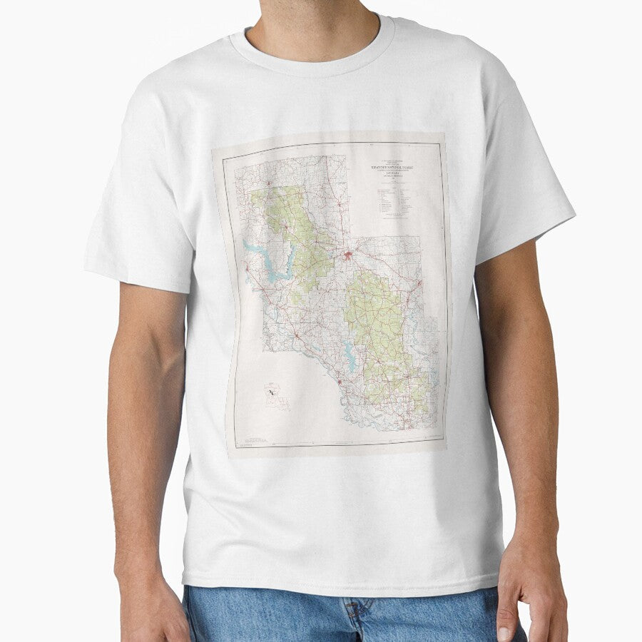 Old Kisatchie National Forest Map (1967) Vintage - Adult & Kids T-Shirts, Sweatshirts & Hoodies apparel design preview 1