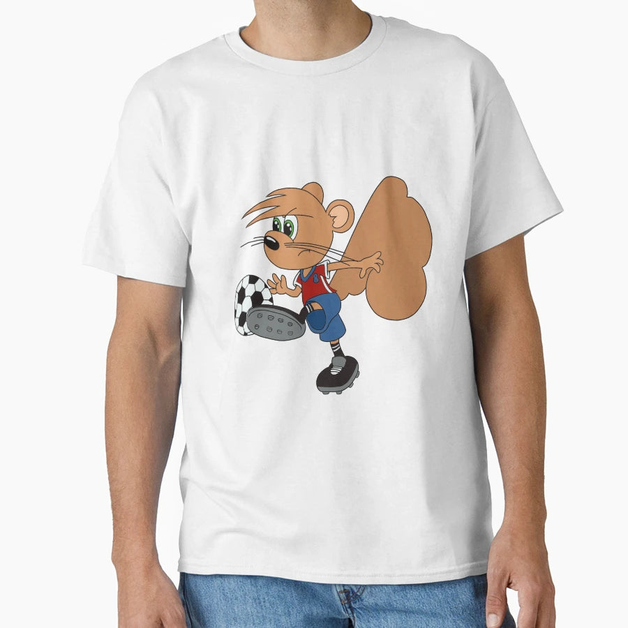 Scooter Squirrel Kicking Soccer Ball T-Shirt - Custom Art Print for Adults - T-Shirt, Sweatshirt, Hoodie