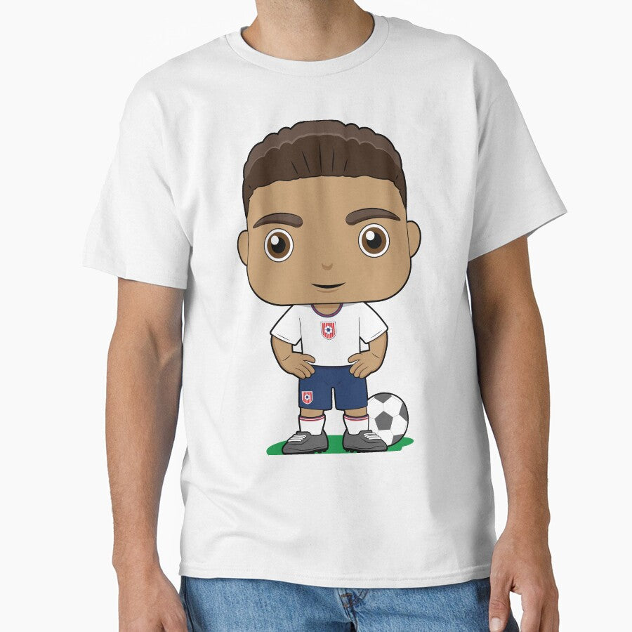 Cute soccer boy player design in blue white kit by - Adult & Kids T-Shirts, Sweatshirts & Hoodies apparel design preview 1