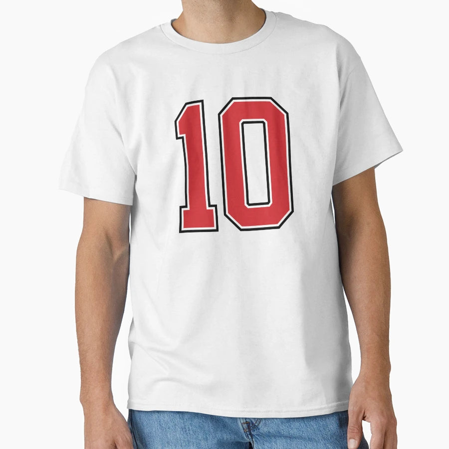 Sports Number 10 Red Black Color T-Shirt - Aesthetic Graphic for Adults - T-Shirt, Sweatshirt, Hoodie