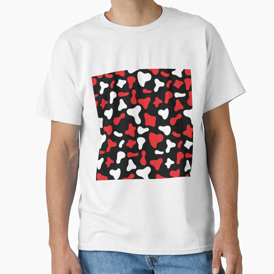 Red White Cow Pattern on Black Holstein by - Adult & Kids T-Shirts, Sweatshirts & Hoodies apparel design preview 1