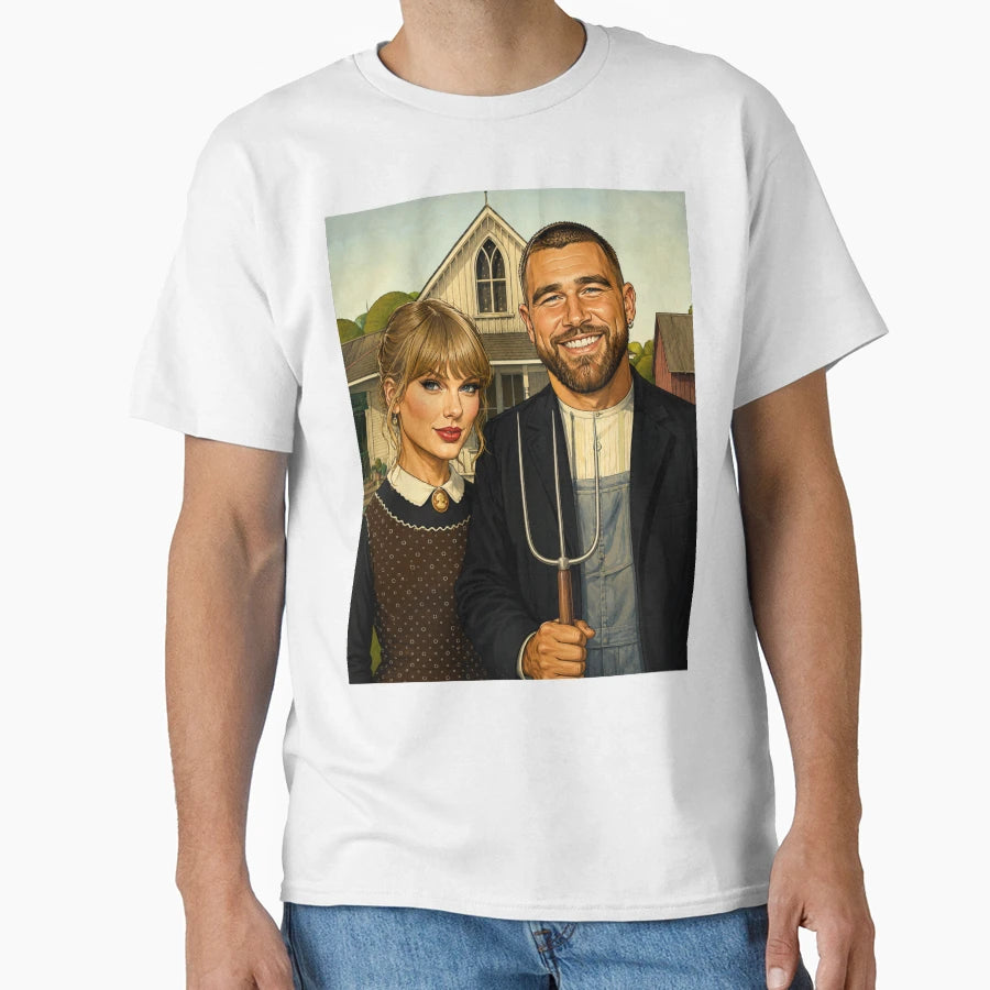 American Gothic Kelce Swift T-Shirt - Custom Art Print Men Women - T-Shirt, Sweatshirt, Hoodie
