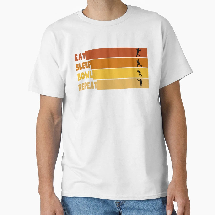 Eat Sleep Bowl Repeat Cricket T-Shirt - Fun Novelty Design for Adults - T-Shirt, Sweatshirt, Hoodie